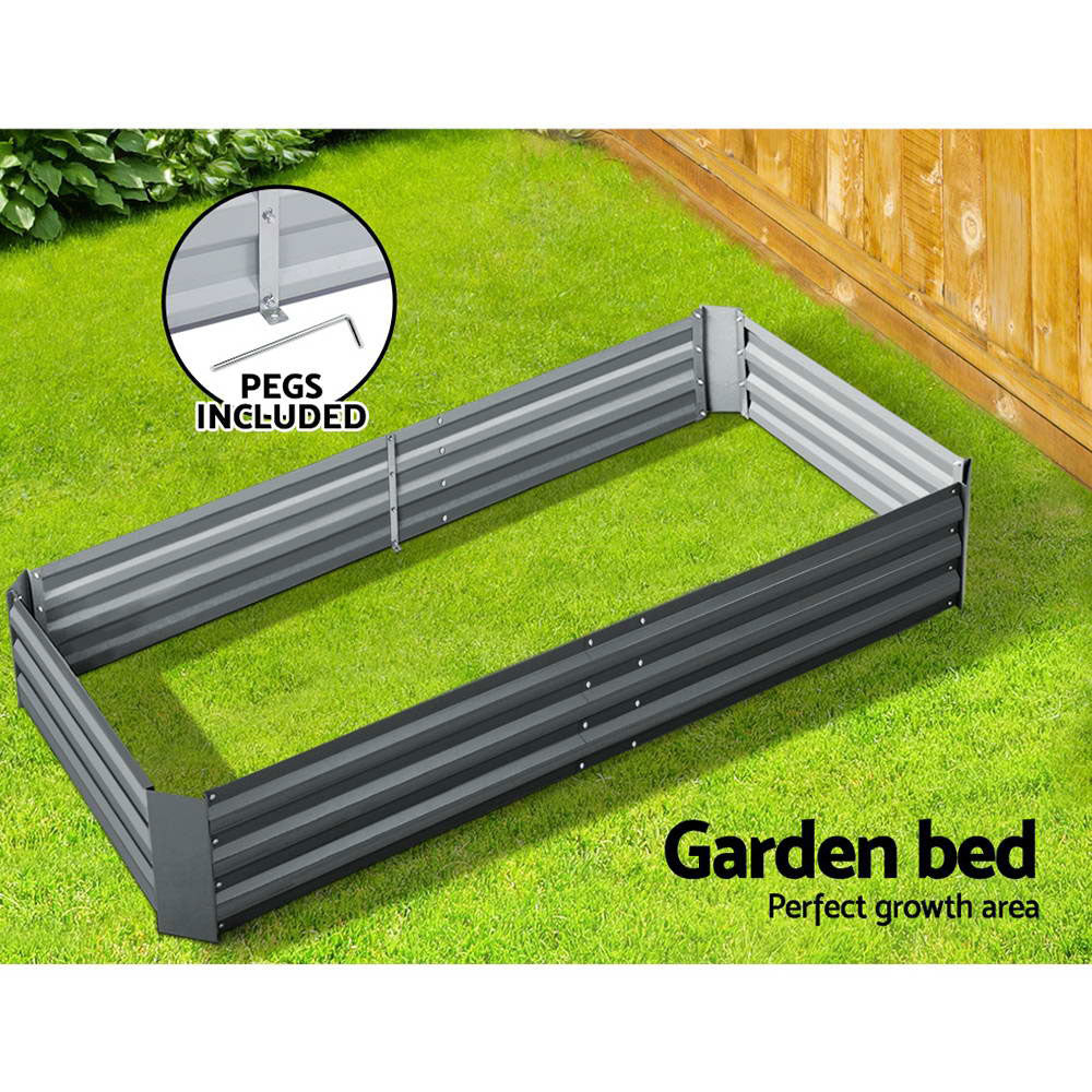 Greenfingers 180x90x30CM Galvanised Raised Garden Bed Steel Instant Planter