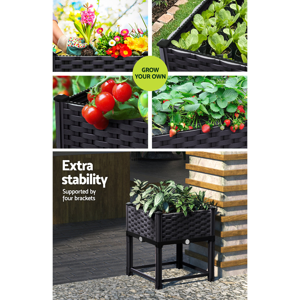 Greenfingers Garden Bed PP Raised Planter Flower Vegetable Outdoor 40x40x23cm