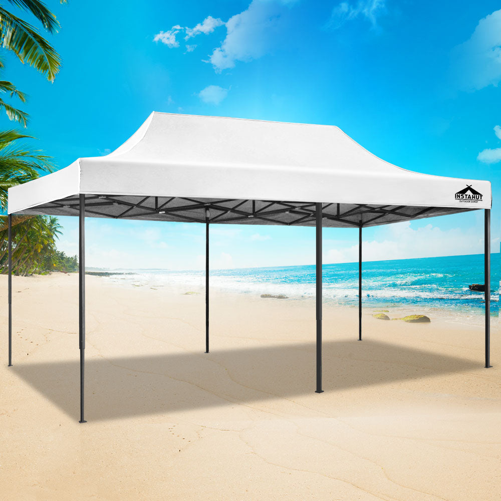 Instahut Gazebo Pop Up Marquee 3x6m Outdoor Tent Folding Wedding Gazebos White