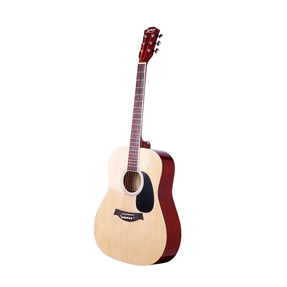 ALPHA 41 Inch Wooden Acoustic Guitar with Accessories set Natural Wood