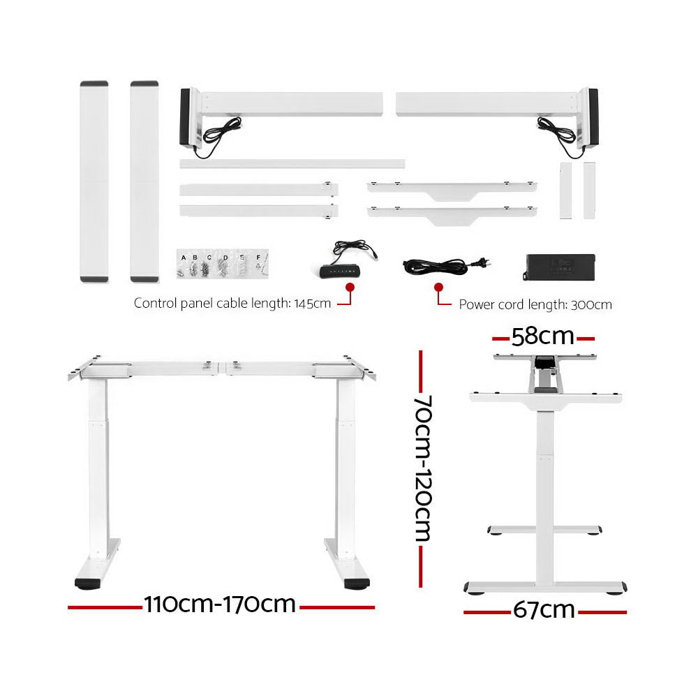 Artiss Standing Desk Electric Height Adjustable Sit Stand Desks White Black