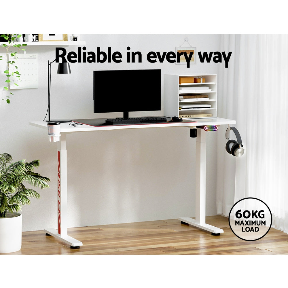 Artiss Electric Standing Desk Sit Stand Gaming Desks RGB Light Home Office Table