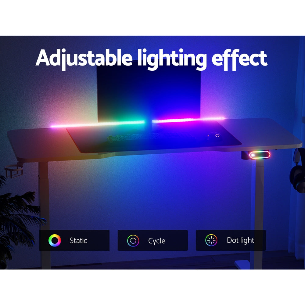 Artiss Electric Standing Desk Sit Stand Gaming Desks RGB Light Home Office Table