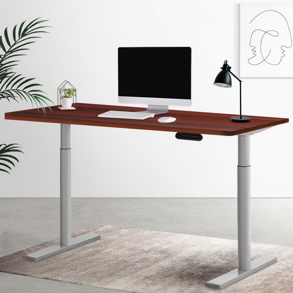 Artiss Electric Standing Desk Adjustable Sit Stand Desks Grey Walnut 140cm