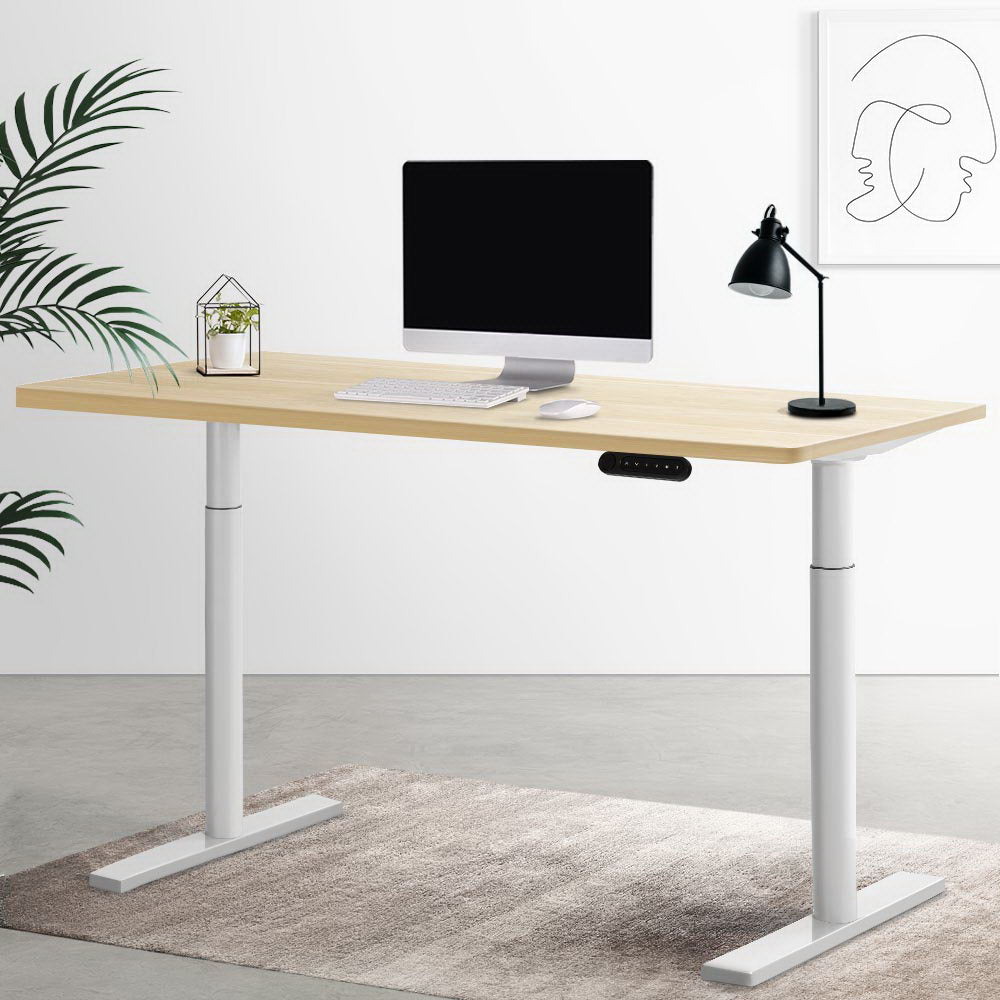 Artiss Electric Standing Desk Height Adjustable Sit Stand Desks White Oak 140cm