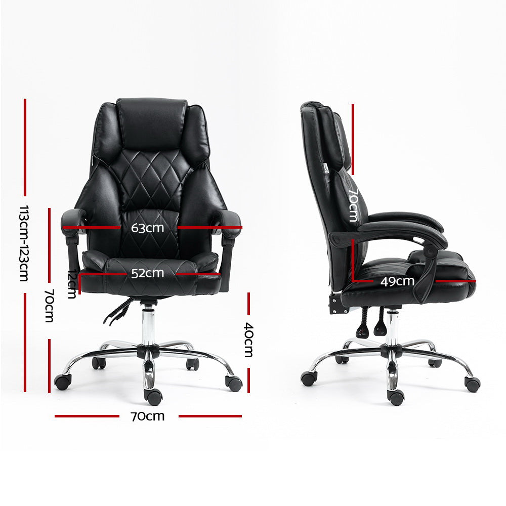 Artiss Executive Office Chair Leather Gaming Computer Desk Chairs Recliner Black