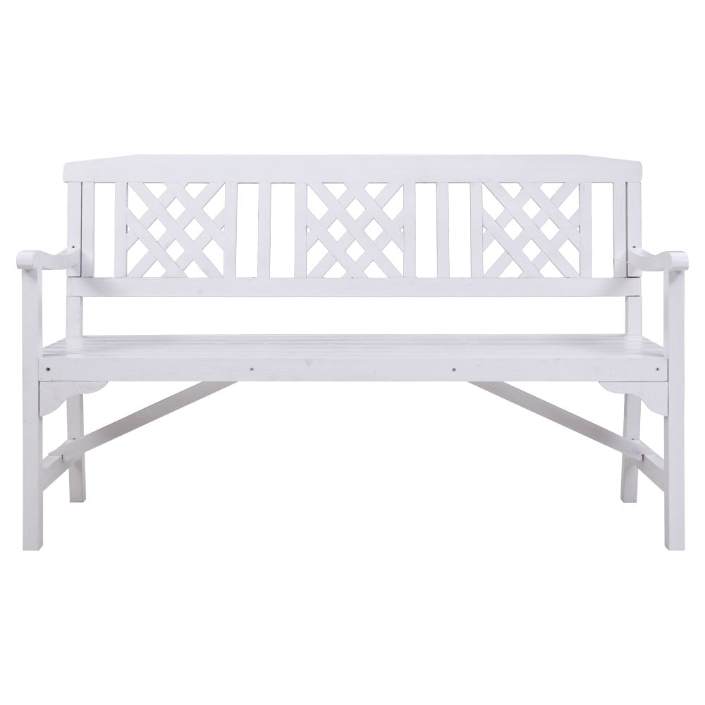 Gardeon Wooden Garden Bench 3 Seat Patio Furniture Timber Outdoor Lounge Chair White