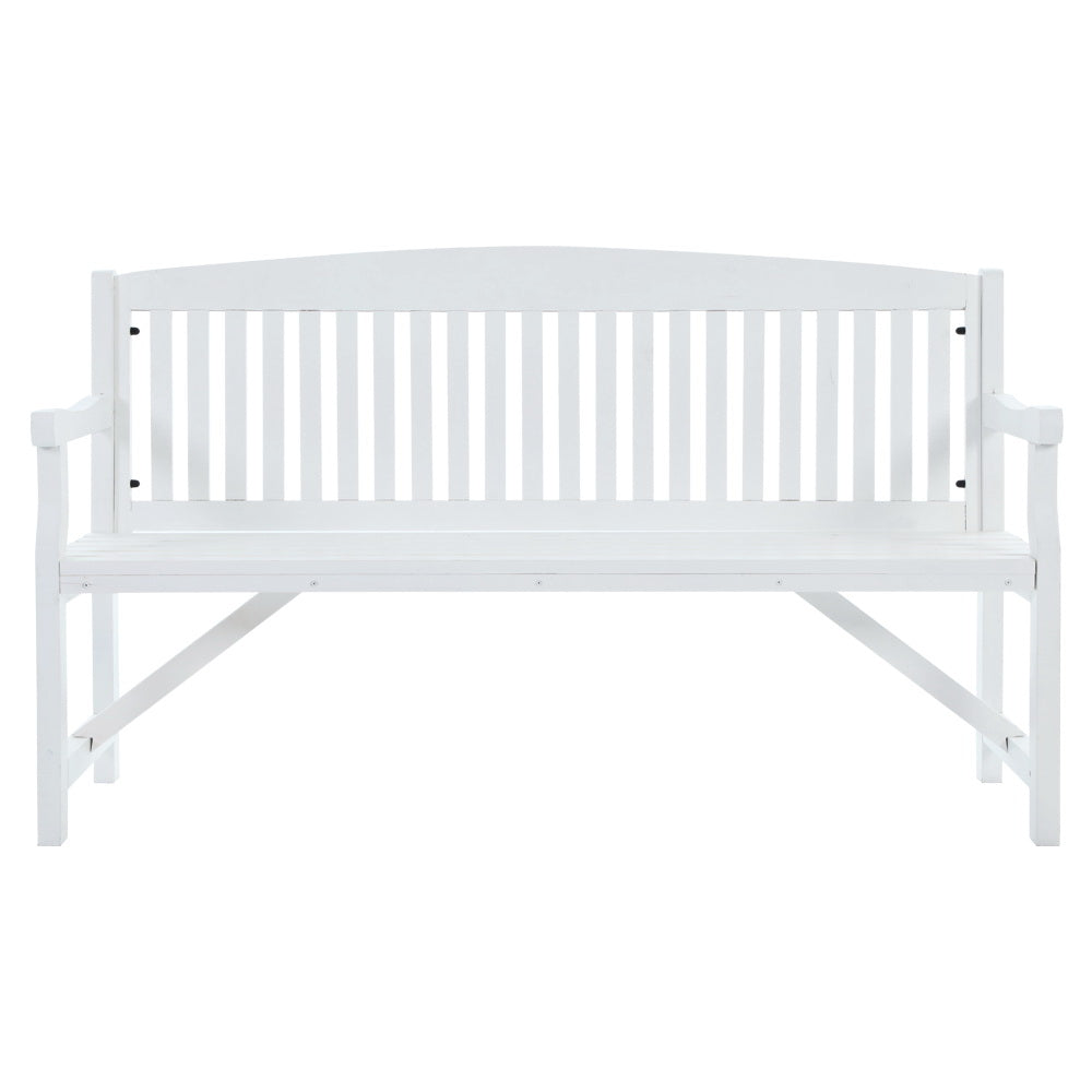 Gardeon Wooden Garden Bench Chair Outdoor Furniture Patio Deck 3 Seater White