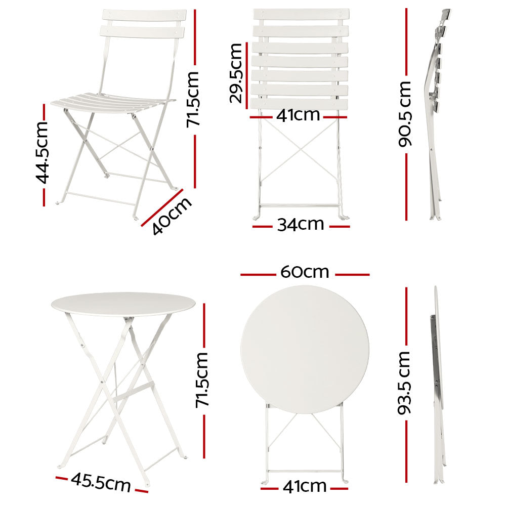 Gardeon Outdoor Setting Bistro Set Table and Chairs Folding Patio Furniture