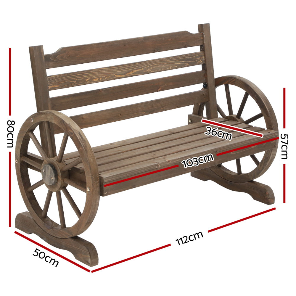 Gardeon Park Bench Wooden Wagon Chair Outdoor Garden Backyard Lounge Furniture