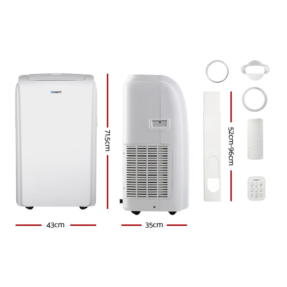Devanti Portable Air Conditioner Cooling Mobile Fan Cooler Remote Window Kit White 3300W