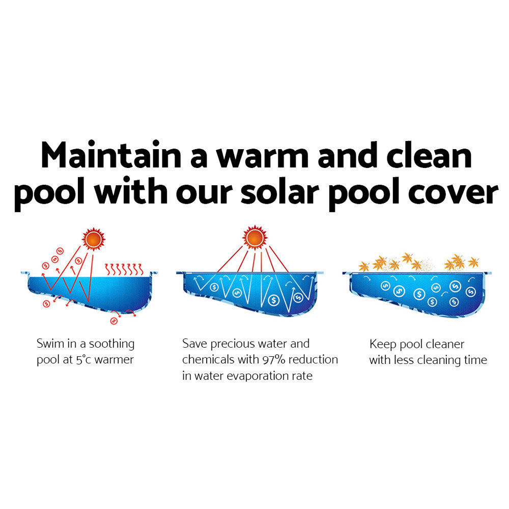 Aquabuddy Pool Cover 500 Micron 10x4m Swimming Pool Solar Blanket Blue