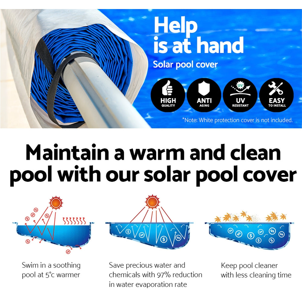 Aquabuddy Pool Cover 500 Micron 10x4m Silver Swimming Pool Solar Blanket 5.5m Blue Roller