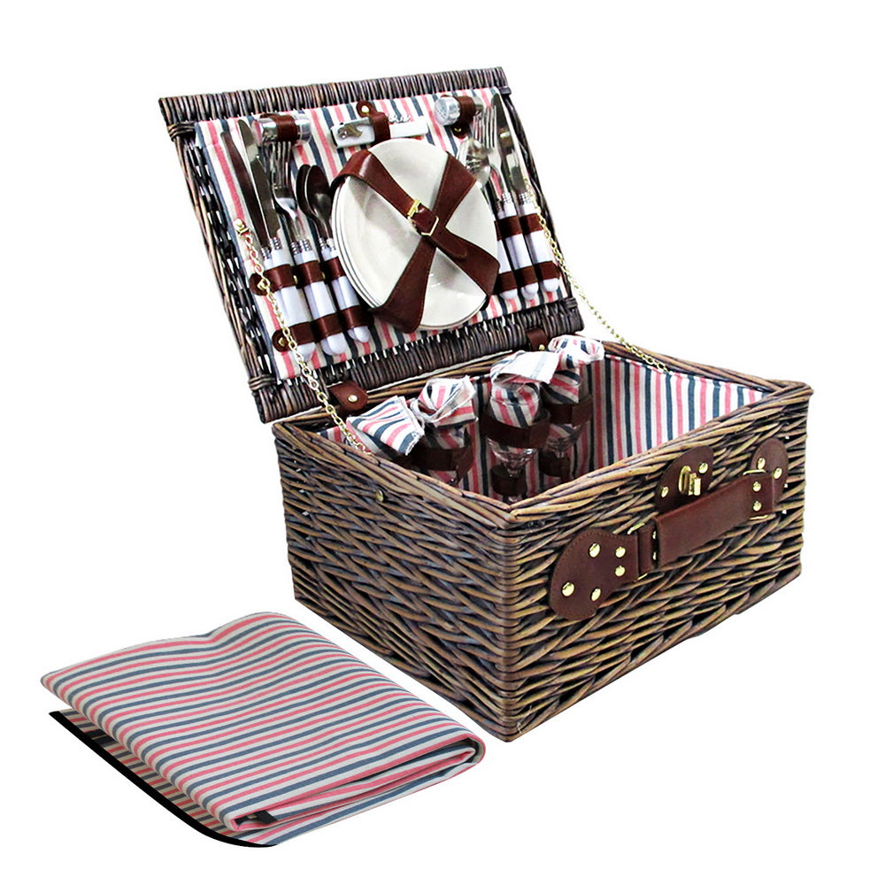 Alfresco 4 Person Picnic Basket Baskets Deluxe Outdoor Corporate Gift Blanket