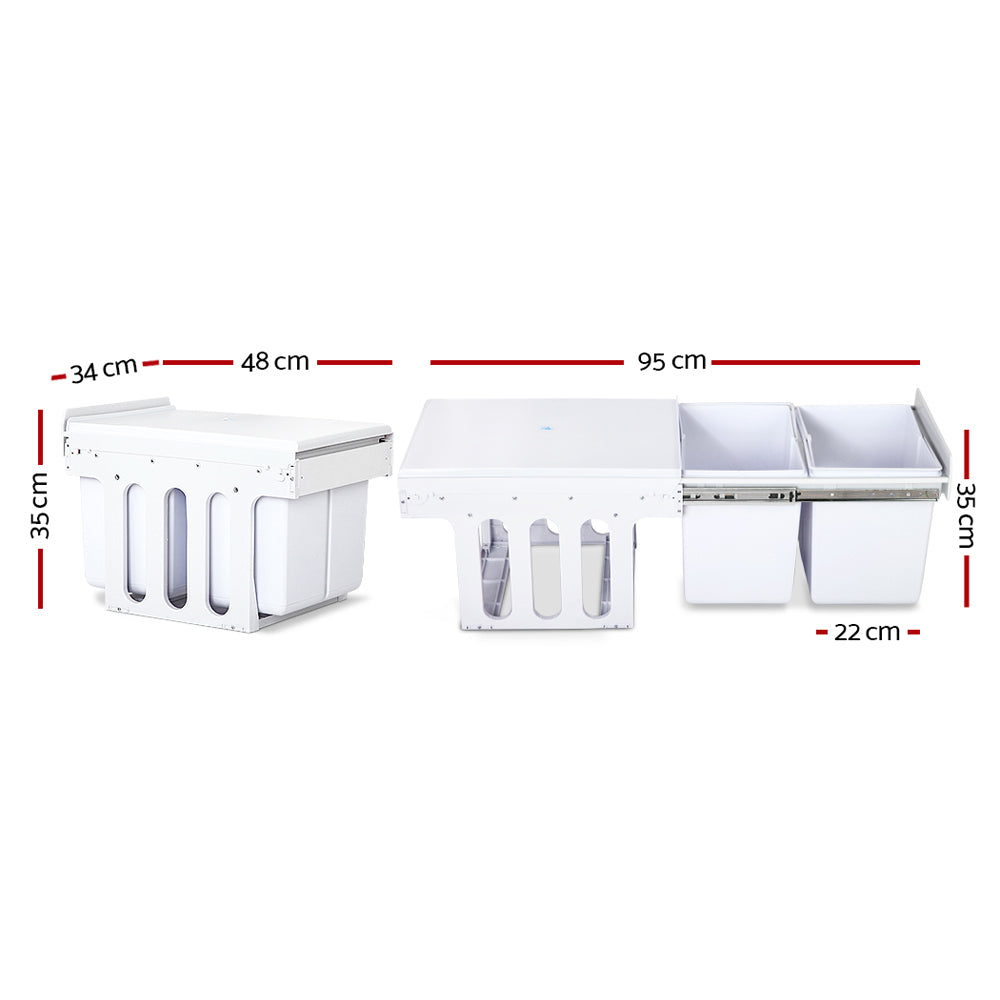 Cefito 2x15L Pull Out Bin - White