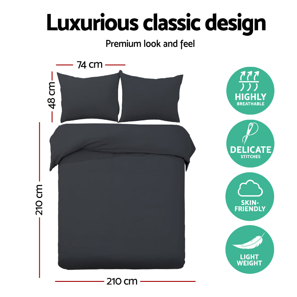 Giselle Quilt Cover Set Classic Black - Queen