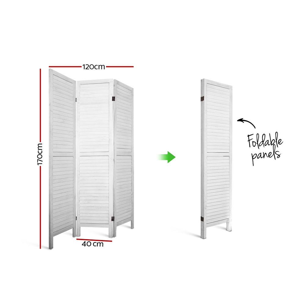 Artiss 3 Panel Room Divider Screen 120x170cm Privacy Wood Foldable Stand White