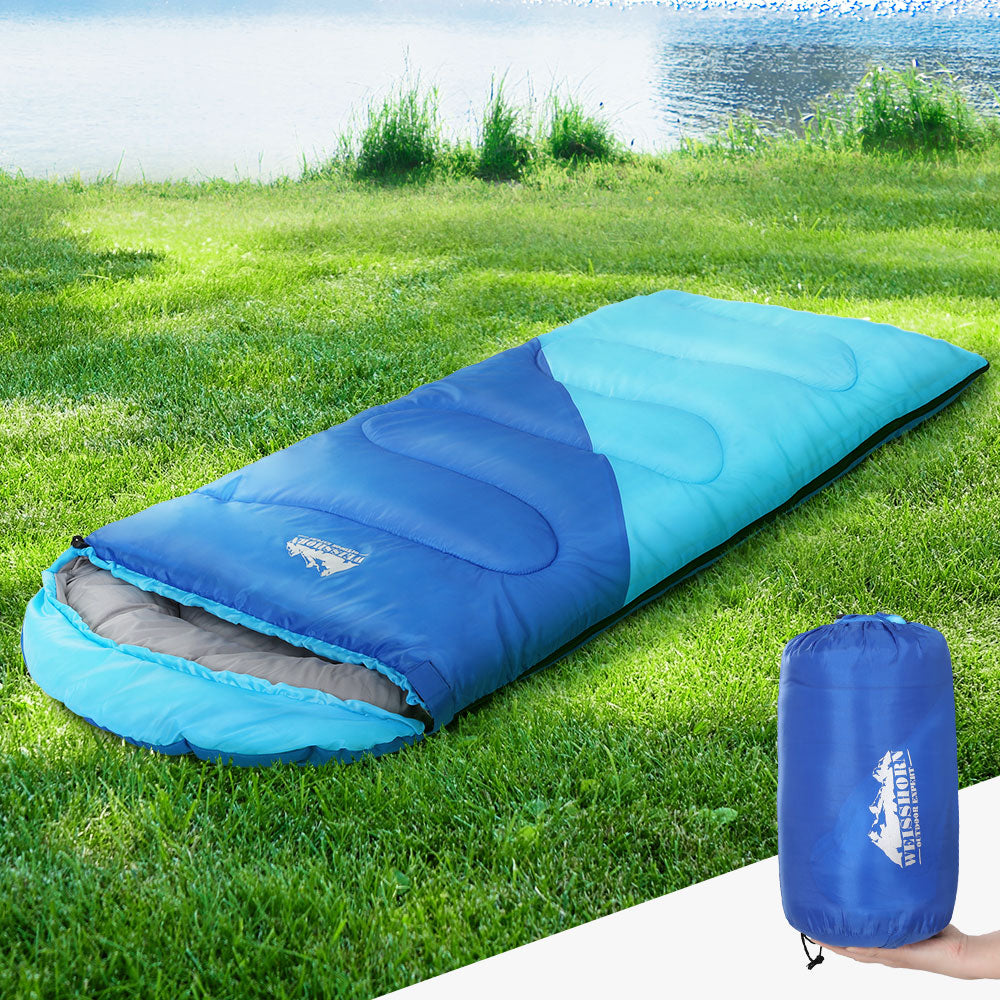 Weisshorn Sleeping Bag Bags Kids 172cm Camping Hiking Thermal Blue