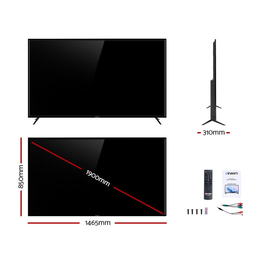 Devanti LED TV Smart TV 75 Inch LCD 4K UHD HDR 75” Television