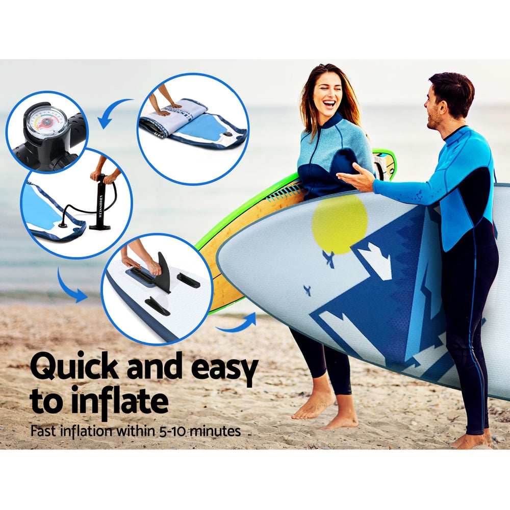 Weisshorn Stand Up Paddle Board Inflatable SUP Surfboard Paddleboard Kayak 10FT