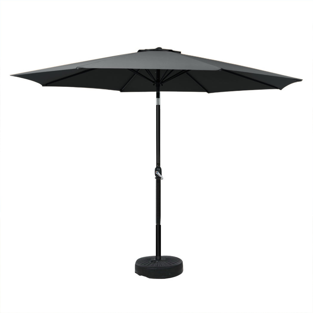Instahut Outdoor Umbrella 3m Base Beach Pole Garden Tilt Sun Patio UV Black