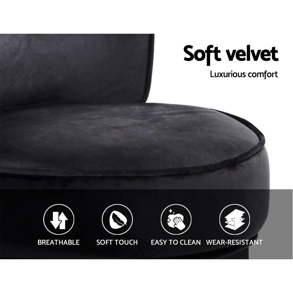 Artiss Velvet Vanity Stool Backrest Stools Dressing Table Chair Makeup Bedroom Black