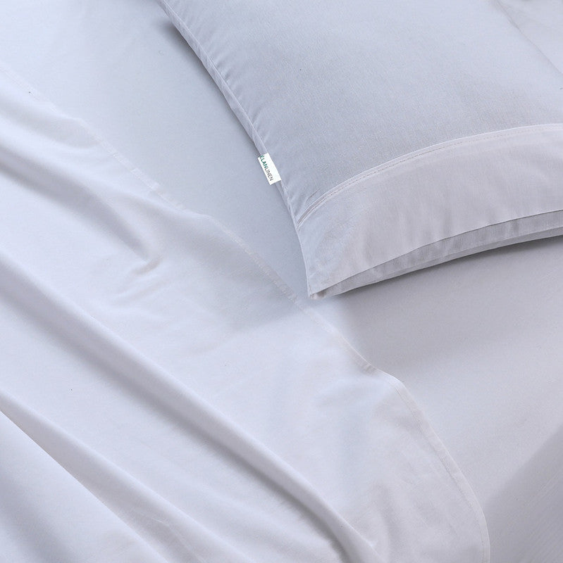 Elan Linen 100% Egyptian Cotton Vintage Washed 500TC White Double Bed Sheets Set