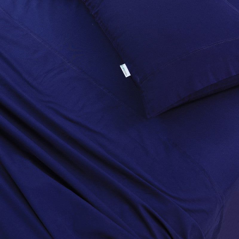 Elan Linen 100% Egyptian Cotton Vintage Washed 500TC Navy Blue King Single Bed Sheets Set