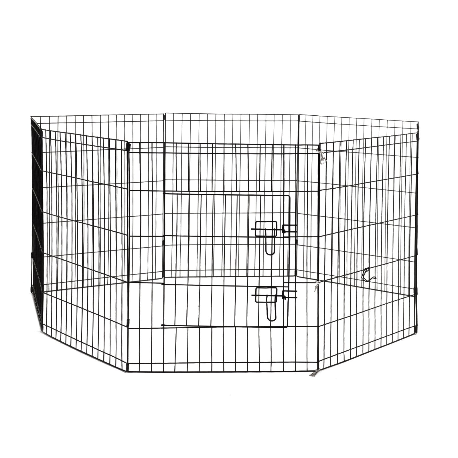 4Paws 8 Panel Playpen Puppy Exercise Fence Cage Enclosure Pets Black All Sizes - 24" - Black