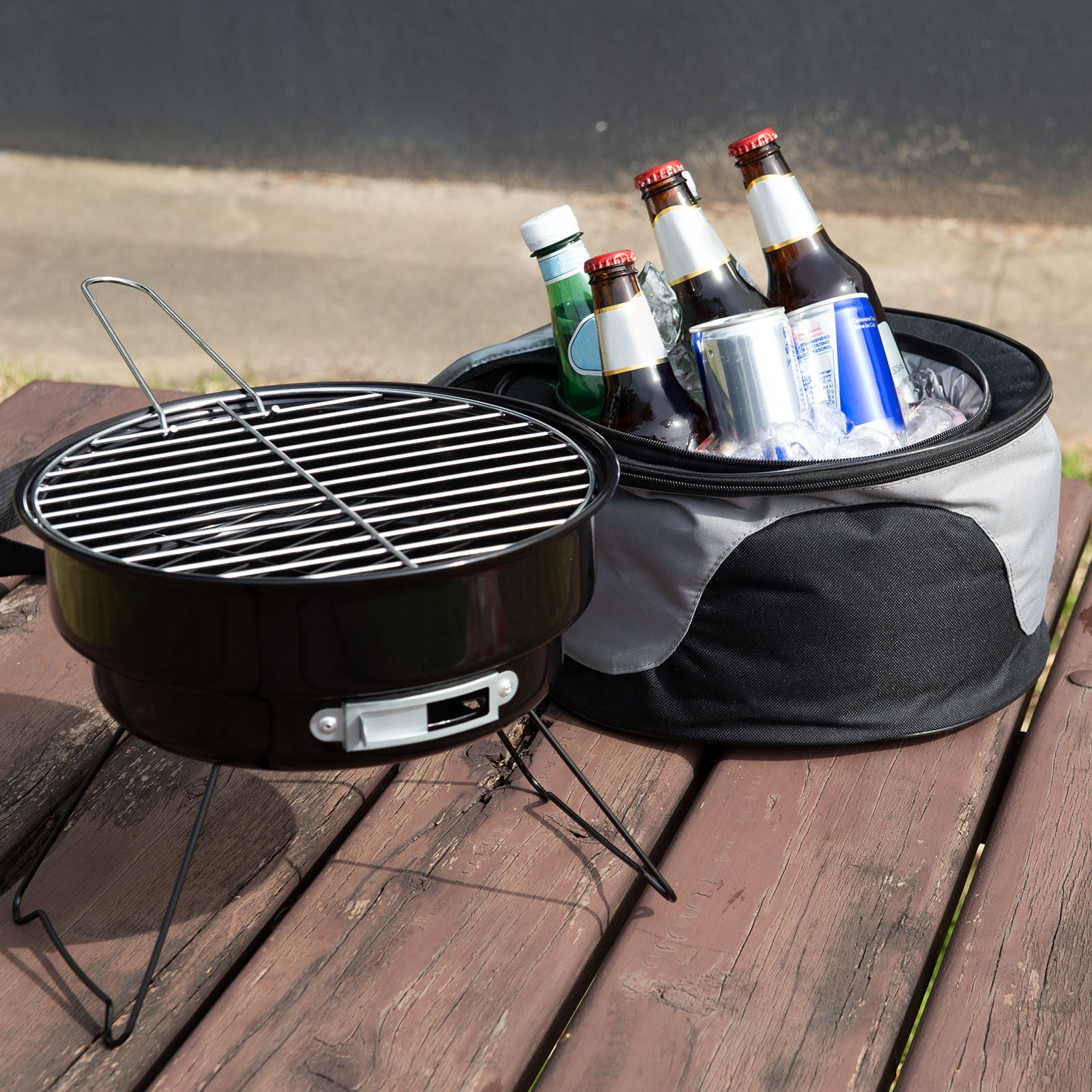 Havana Outdoors 2-IN-1 BBQ Grill Cooler Combo Set Outdoor Camping Picnic