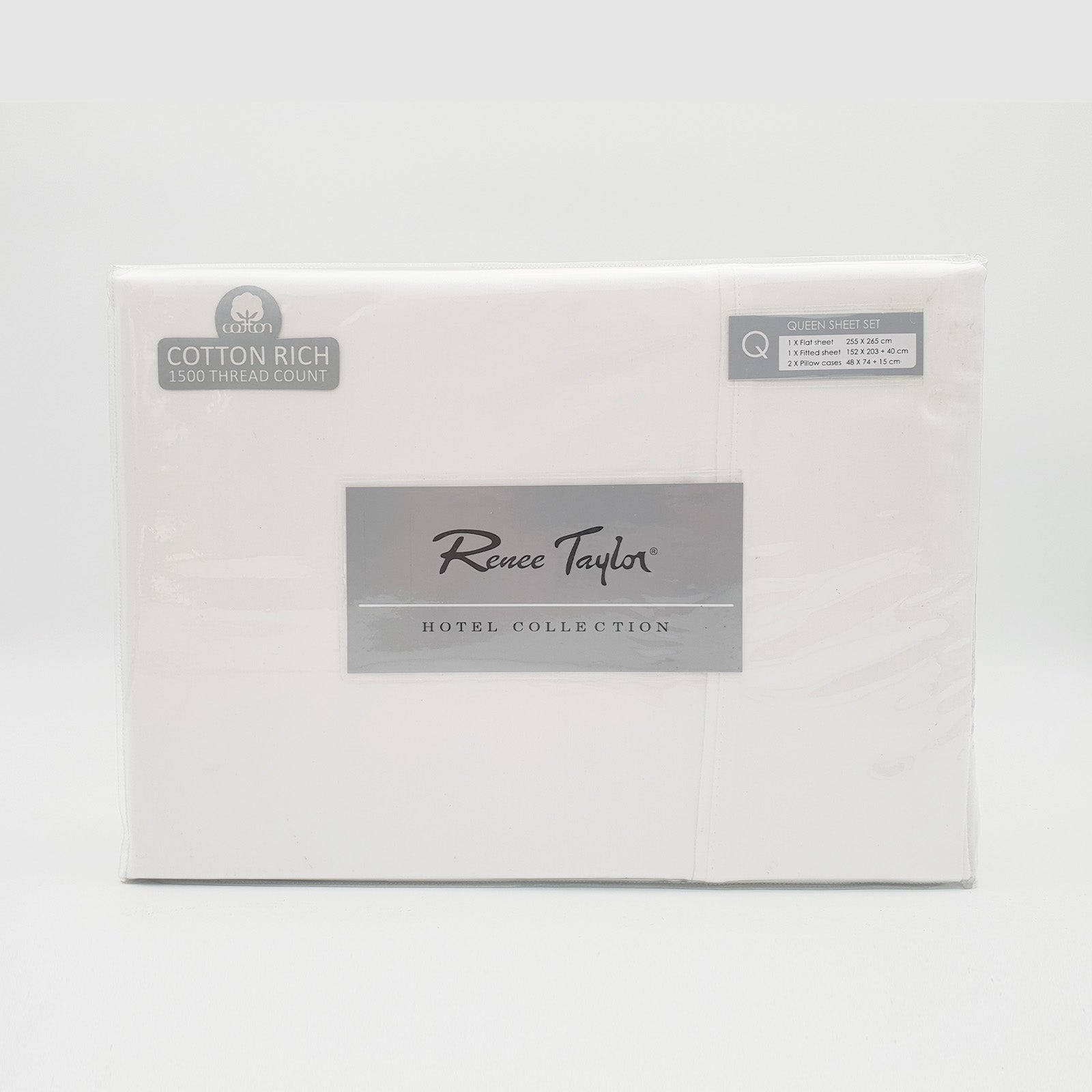 Renee Taylor 1500 Thread Count Pure Soft Cotton Blend Flat & Fitted Sheet Set White King