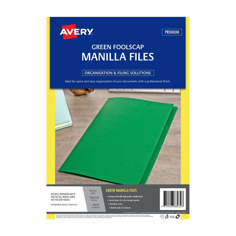 AVERY Manilla Folder Grn FC Pack of 20
