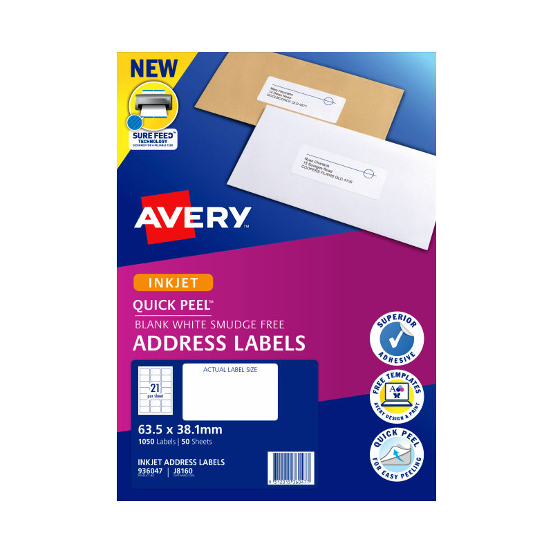 AVERY IP Label QP White J8J8160 21Up