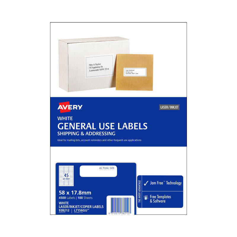 AVERY Gen Label L7516GU 45Up Pack of 100