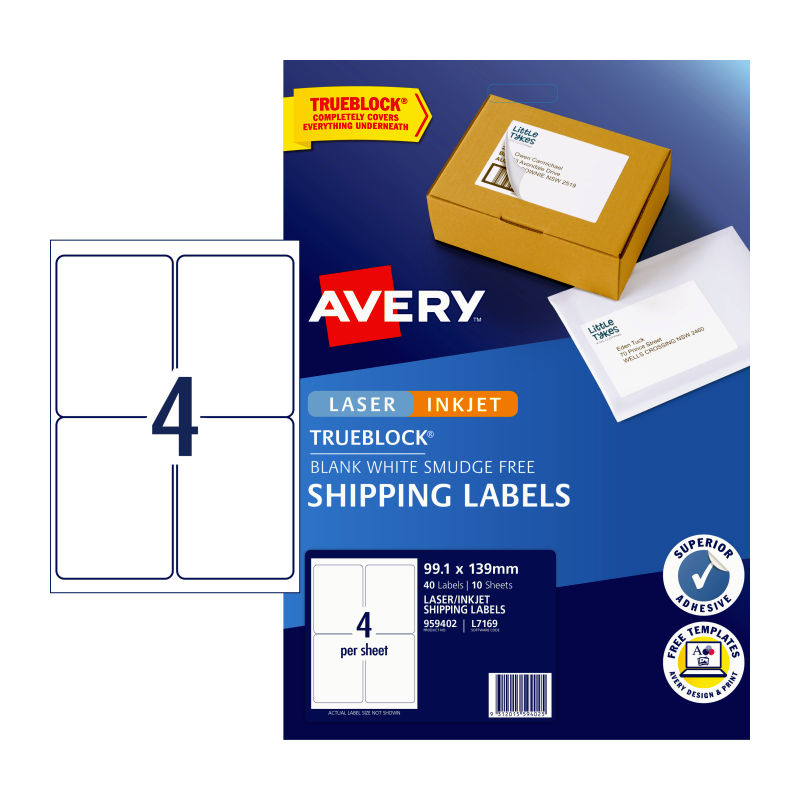 AVERY IP Label White L7169 4Up Pack of 10