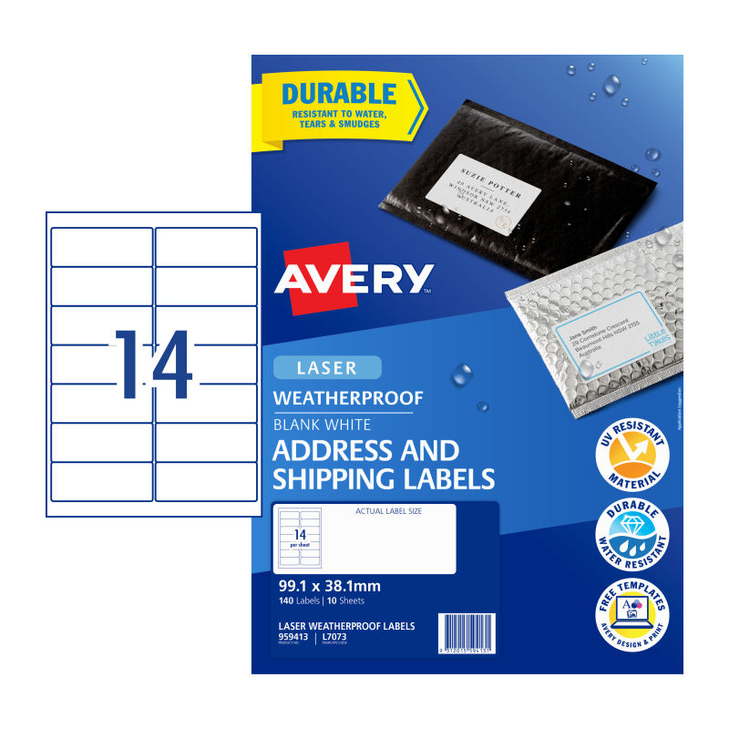 AVERY Laser Label L7073 14Up Pack of 10