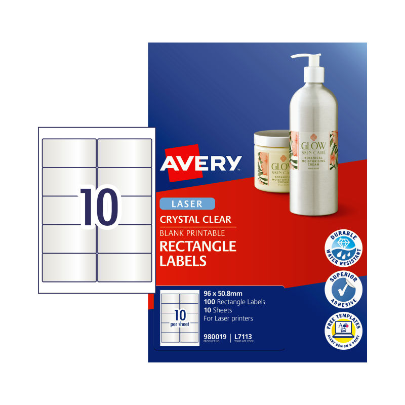 AVERY LaserLabel L7113 8mm 10Up Pack of 10