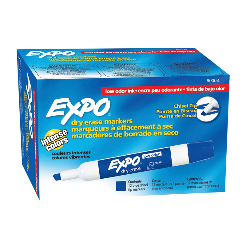 EXPO White Board Marker Chisel Tip Blue Color Box of 12