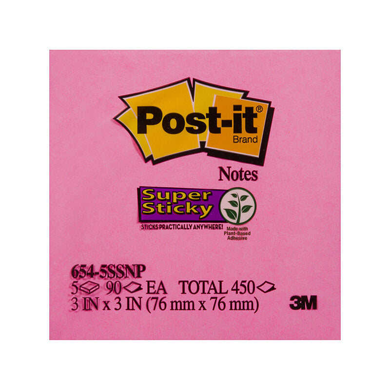 POST-IT Super Sticky 654-5SSNP Pnk75X75 Pack of 5