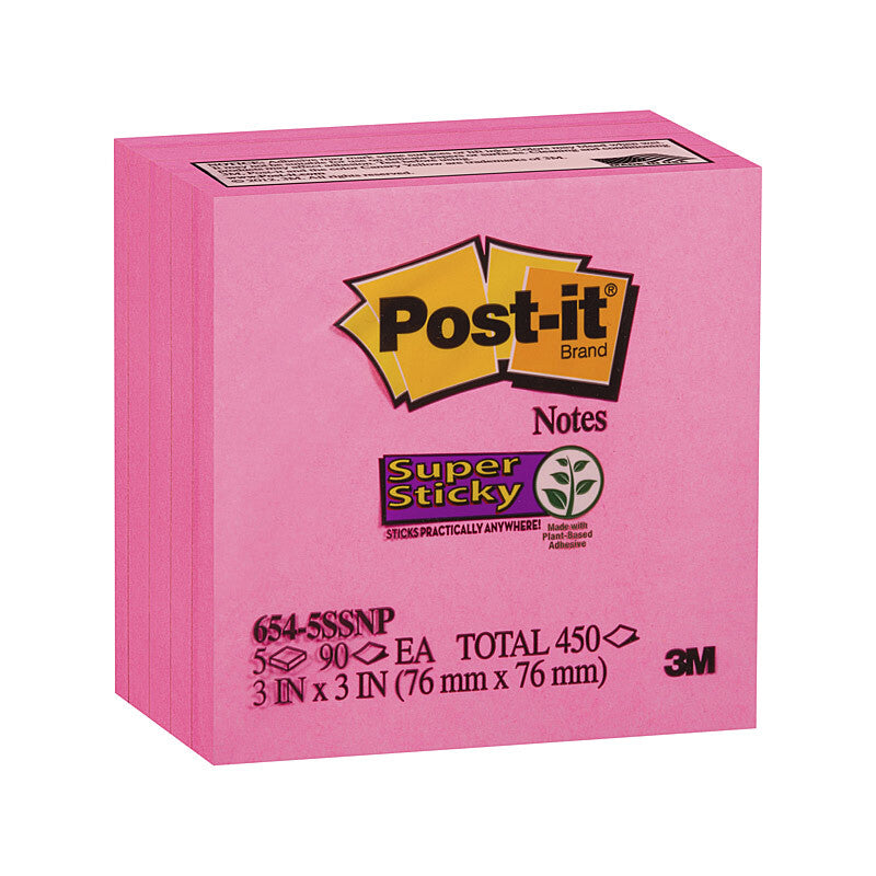 POST-IT Super Sticky 654-5SSNP Pnk75X75 Pack of 5