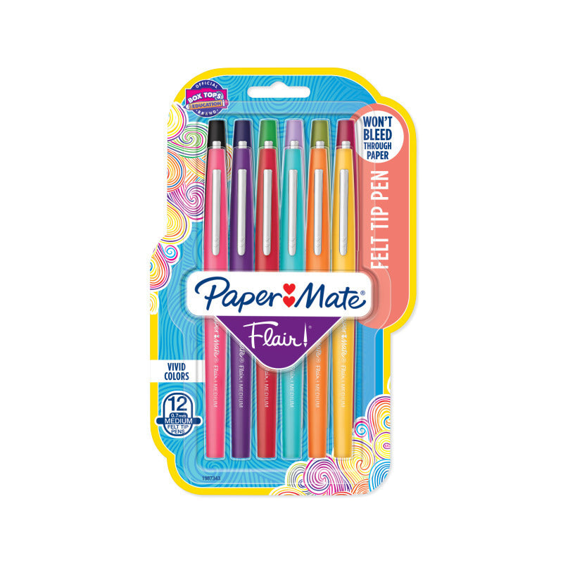 PAPER MATE Flair Felt Tip Ast Pack of 12 Box of 6