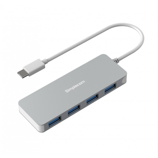 SIMPLECOM CH320 Ultra Slim Aluminium USB 3.1 Type C to 4 Port USB 3.0 Hub - Silver