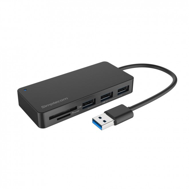 SIMPLECOM CH368 3 Port USB 3.0 Hub with Dual Slot SD MicroSD Card Reader