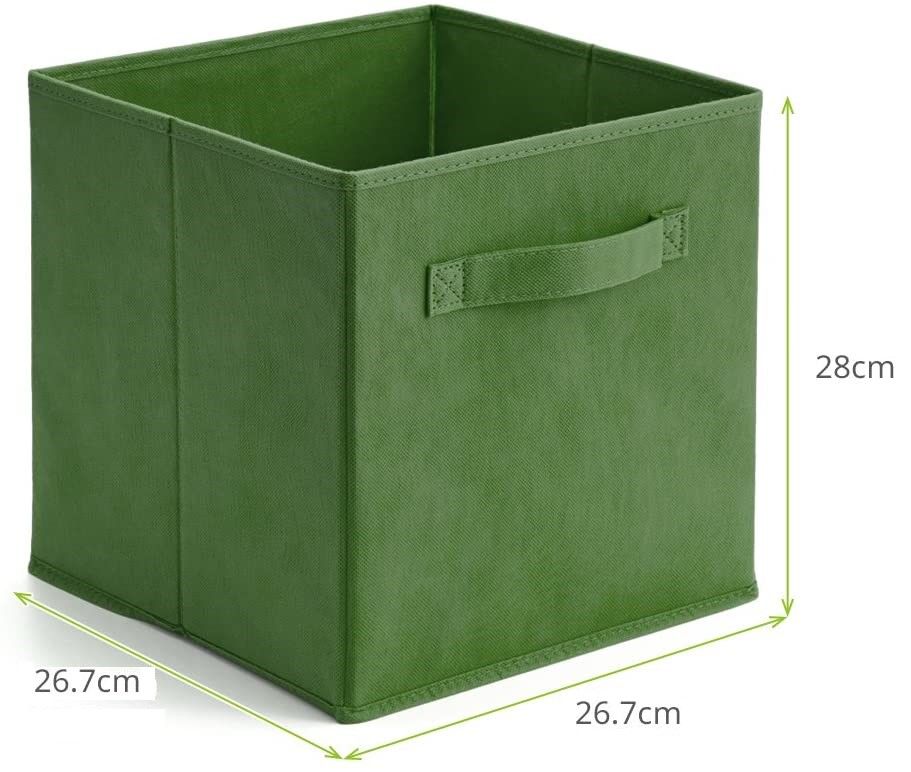 Pack of 6 Foldable Fabric Basket,  Collapsible Storage Cube for Nursery, Office, Home Decor, Shelf Cabinet, Cube Organizers (Kale Green)