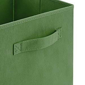 Pack of 6 Foldable Fabric Basket,  Collapsible Storage Cube for Nursery, Office, Home Decor, Shelf Cabinet, Cube Organizers (Kale Green)