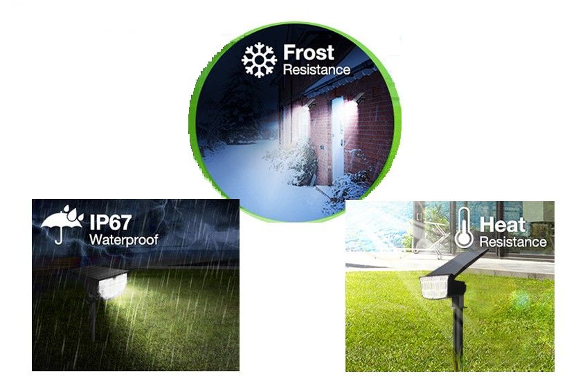 2 Pack 38 LEDs Solar Landscape Spotlights with 70&deg; Adjustable Panel and IP65 Waterproof (White)