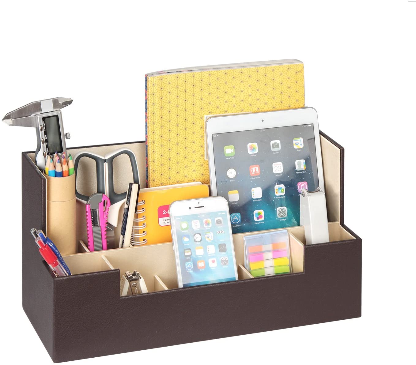 Desk Supplies Office Organizer Caddy (Brown)