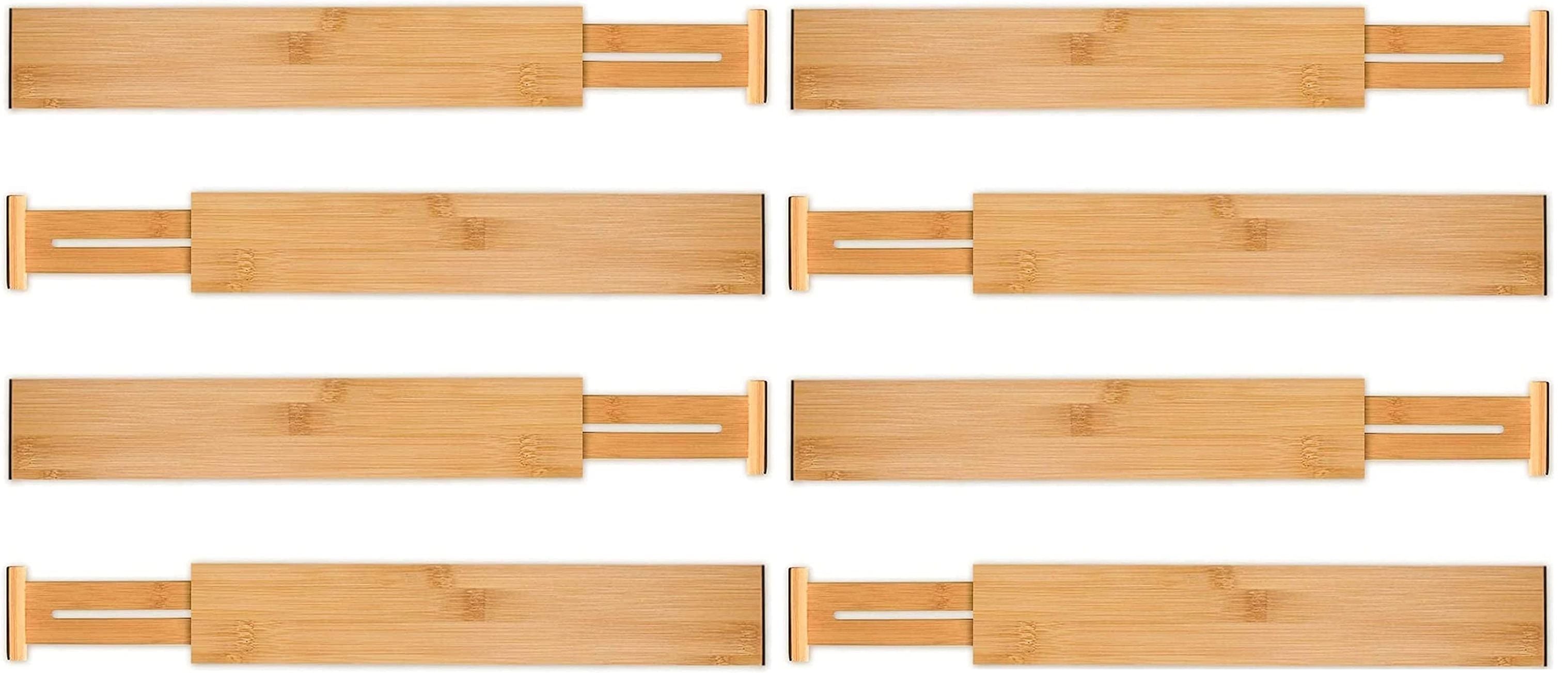 8 Pack Bamboo Adjustable Kitchen Drawer Dividers (Large, 44-55 cm)