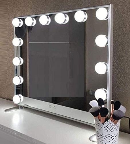 Hollywood Makeup Mirror with Lights (Silver, 60 x 53cm)