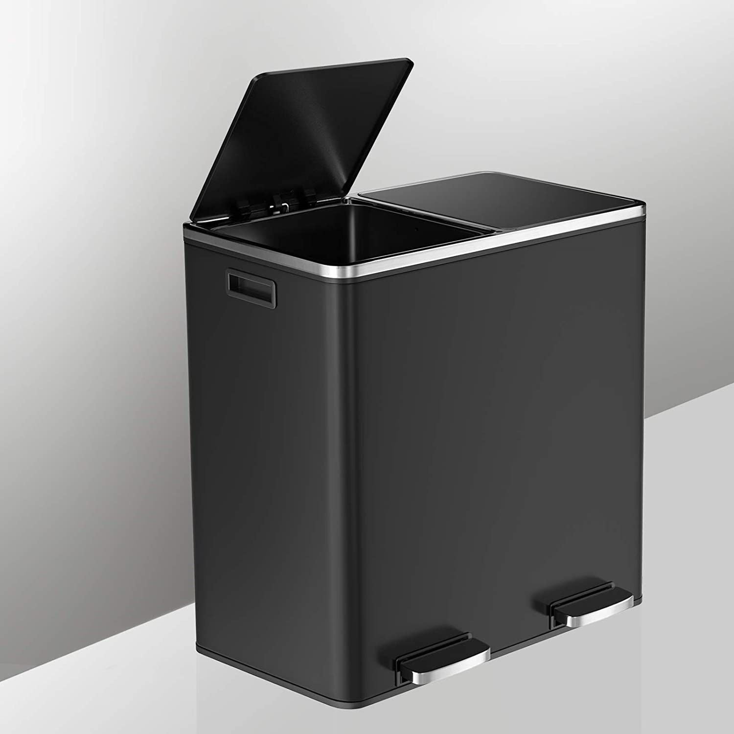 Kitchen Dual Recycling Bin 30L, Black